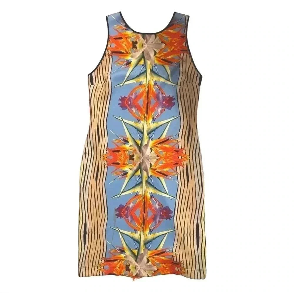 Clover Canyon Print Sleeveless Low Scoop Back Neoprene Dress, S​